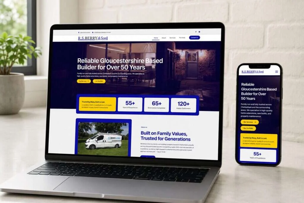 RS Berry and Son website shown on laptop and mobile devices